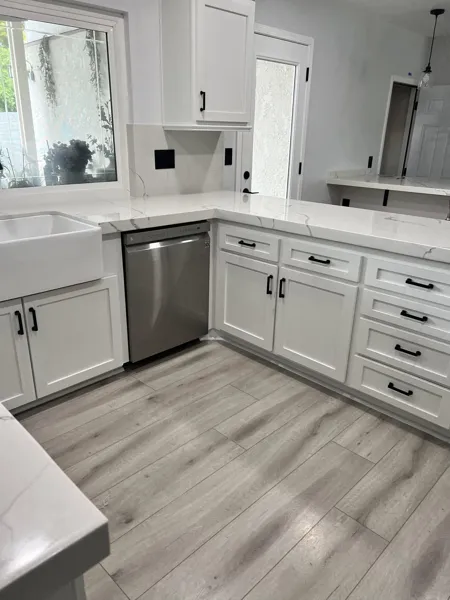AJM Construction Services: kitchen remodel with white shaker cabinets in the Inland Empire