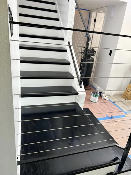 AJM Construction Services: staircase remodel with cable railing in Canyon Lake